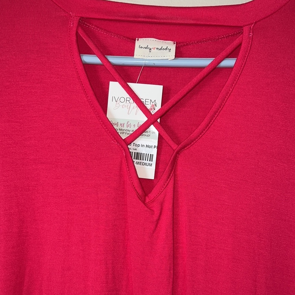 Lovely Melody Hot Pink Strappy Choker Tee Medium - Picture 4 of 6